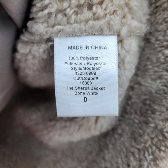 Current Elliott Bone White The Sherpa Faux Shearling Asymmetrical Jacket Size 0 - Picture 6 of 7